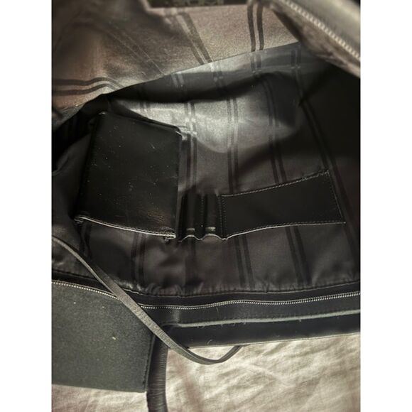 TUMI Black Travel Laptop Leather Canvas Back - Picture 8 of 11